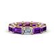 1 - Beverly 6.60 ctw (6x4 mm) GIA Certified Emerald Cut Natural Diamond and Amethyst Eternity Band 