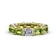 1 - Beverly 7.60 ctw (6x4 mm) GIA Certified Emerald Cut Natural Diamond and Peridot Eternity Band 