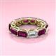 3 - Beverly 8.10 ctw (6x4 mm) GIA Certified Emerald Cut Natural Diamond and Rhodolite Garnet Eternity Band 