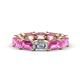 1 - Beverly 6.60 ctw (6x4 mm) GIA Certified Emerald Cut Natural Diamond and Pink Sapphire Eternity Band 