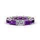 1 - Beverly 6.60 ctw (6x4 mm) GIA Certified Emerald Cut Natural Diamond and Amethyst Eternity Band 