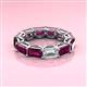 3 - Beverly 8.10 ctw (6x4 mm) GIA Certified Emerald Cut Natural Diamond and Rhodolite Garnet Eternity Band 