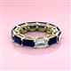 3 - Beverly 7.60 ctw (6x4 mm) Emerald Cut Lab Grown Diamond and Blue Sapphire Eternity Band 