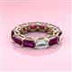 3 - Beverly 8.10 ctw (6x4 mm) Emerald Cut Lab Grown Diamond and Rhodolite Garnet Eternity Band 