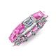 4 - Beverly 6.60 ctw (6x4 mm) Emerald Cut Lab Grown Diamond and Pink Sapphire Eternity Band 
