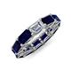 4 - Beverly 7.60 ctw (6x4 mm) GIA Certified Emerald Cut Natural Diamond and Blue Sapphire Eternity Band 