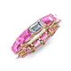 4 - Beverly 6.60 ctw (6x4 mm) GIA Certified Emerald Cut Natural Diamond and Pink Sapphire Eternity Band 