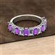2 - Alaya 4.34 ctw (5x3 mm) Emerald Cut Amethyst and Lab Grown Diamond 14 Stone Wedding Band 