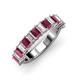 3 - Alaya 5.25 ctw (5x3 mm) Emerald Cut Rhodolite Garnet and Lab Grown Diamond 14 Stone Wedding Band 