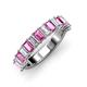 3 - Alaya 4.55 ctw (5x3 mm) Emerald Cut Pink Sapphire and Lab Grown Diamond 14 Stone Wedding Band 