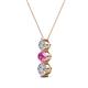 2 - Kesha 0.76 ctw Round Pink Sapphire and Lab Grown Diamond Graduated Three Stone Drop Pendant 