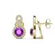 1 - Jovita 1.98 ctw (6.00 mm) Amethyst and Natural Round Diamond Halo Dangle Stud Earrings 