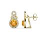 1 - Jovita 1.98 ctw (6.00 mm) Citrine and Natural Round Diamond Halo Dangle Stud Earrings 