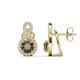 1 - Jovita 2.14 ctw (6.00 mm) Smoky Quartz and Natural Round Diamond Halo Dangle Stud Earrings 