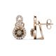 1 - Jovita 2.14 ctw (6.00 mm) Smoky Quartz and Natural Round Diamond Halo Dangle Stud Earrings 