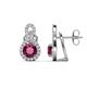 1 - Jovita 2.18 ctw (6.00 mm) Rhodolite Garnet and Natural Round Diamond Halo Dangle Stud Earrings 
