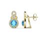 1 - Jovita 2.30 ctw (6.00 mm) Blue Topaz and Natural Round Diamond Halo Dangle Stud Earrings 