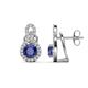 1 - Jovita 1.98 ctw (6.00 mm) Iolite and Natural Round Diamond Halo Dangle Stud Earrings 