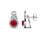 1 - Jovita 2.44 ctw (6.00 mm) Ruby and Natural Round Diamond Halo Dangle Stud Earrings 