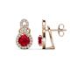 1 - Jovita 2.44 ctw (6.00 mm) Ruby and Natural Round Diamond Halo Dangle Stud Earrings 