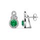 1 - Jovita 1.98 ctw (6.00 mm) Emerald and Natural Round Diamond Halo Dangle Stud Earrings 