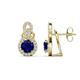 1 - Jovita 2.84 ctw (6.00 mm) Blue Sapphire and Natural Round Diamond Halo Dangle Stud Earrings 