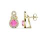 1 - Jovita 2.44 ctw (6.00 mm) Pink Sapphire and Natural Round Diamond Halo Dangle Stud Earrings 