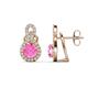 1 - Jovita 2.44 ctw (6.00 mm) Pink Sapphire and Natural Round Diamond Halo Dangle Stud Earrings 