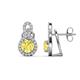 1 - Jovita 2.44 ctw (6.00 mm) Yellow Sapphire and Natural Round Diamond Halo Dangle Stud Earrings 