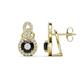 1 - Jovita 2.54 ctw (6.00 mm) Black Diamond and Natural Round Diamond Halo Dangle Stud Earrings 
