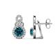 1 - Jovita 2.14 ctw (6.00 mm) Blue Diamond and Natural Round Diamond Halo Dangle Stud Earrings 