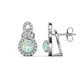 1 - Jovita 1.74 ctw (6.00 mm) Opal and Natural Round Diamond Halo Dangle Stud Earrings 