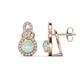 1 - Jovita 1.74 ctw (6.00 mm) Opal and Natural Round Diamond Halo Dangle Stud Earrings 
