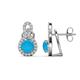 1 - Jovita 1.78 ctw (6.00 mm) Turquoise and Natural Round Diamond Halo Dangle Stud Earrings 