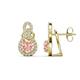 1 - Jovita 2.08 ctw (6.00 mm) Morganite and Natural Round Diamond Halo Dangle Stud Earrings 