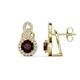 1 - Jovita 2.34 ctw (6.00 mm) Red Garnet and Natural Round Diamond Halo Dangle Stud Earrings 