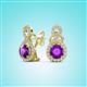 2 - Jovita 1.98 ctw (6.00 mm) Amethyst and Natural Round Diamond Halo Dangle Stud Earrings 