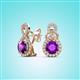 2 - Jovita 1.98 ctw (6.00 mm) Amethyst and Natural Round Diamond Halo Dangle Stud Earrings 