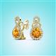 2 - Jovita 1.98 ctw (6.00 mm) Citrine and Natural Round Diamond Halo Dangle Stud Earrings 
