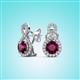 2 - Jovita 2.18 ctw (6.00 mm) Rhodolite Garnet and Natural Round Diamond Halo Dangle Stud Earrings 