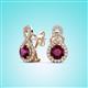 2 - Jovita 2.18 ctw (6.00 mm) Rhodolite Garnet and Natural Round Diamond Halo Dangle Stud Earrings 