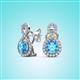 2 - Jovita 2.30 ctw (6.00 mm) Blue Topaz and Natural Round Diamond Halo Dangle Stud Earrings 