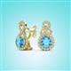 2 - Jovita 2.30 ctw (6.00 mm) Blue Topaz and Natural Round Diamond Halo Dangle Stud Earrings 