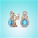 2 - Jovita 2.30 ctw (6.00 mm) Blue Topaz and Natural Round Diamond Halo Dangle Stud Earrings 
