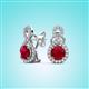 2 - Jovita 2.44 ctw (6.00 mm) Ruby and Natural Round Diamond Halo Dangle Stud Earrings 