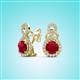 2 - Jovita 2.44 ctw (6.00 mm) Ruby and Natural Round Diamond Halo Dangle Stud Earrings 