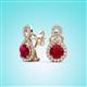 2 - Jovita 2.44 ctw (6.00 mm) Ruby and Natural Round Diamond Halo Dangle Stud Earrings 