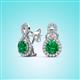 2 - Jovita 1.98 ctw (6.00 mm) Emerald and Natural Round Diamond Halo Dangle Stud Earrings 