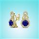 2 - Jovita 2.84 ctw (6.00 mm) Blue Sapphire and Natural Round Diamond Halo Dangle Stud Earrings 