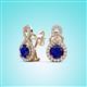2 - Jovita 2.84 ctw (6.00 mm) Blue Sapphire and Natural Round Diamond Halo Dangle Stud Earrings 